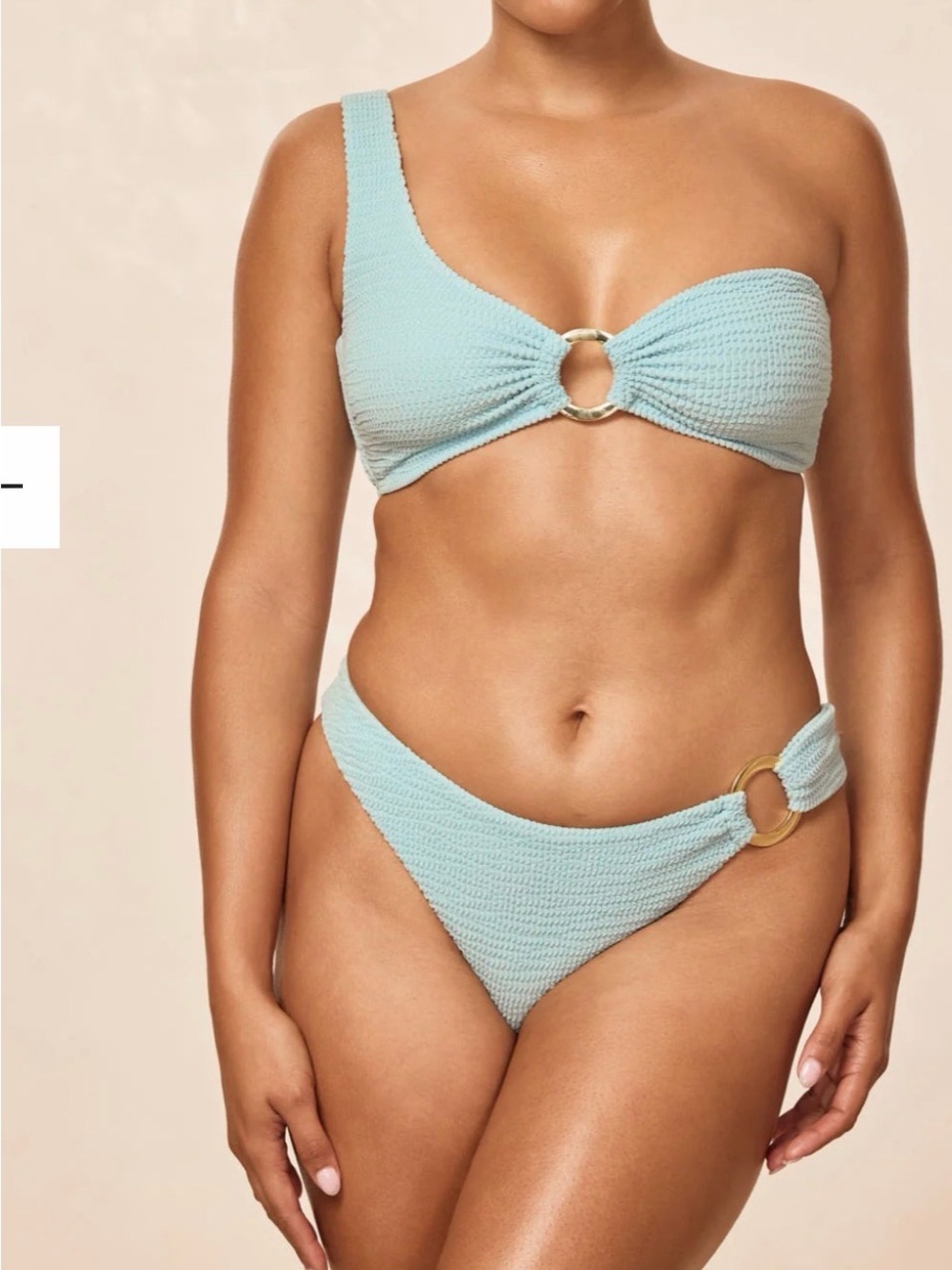 Monday Swimwear Seafoam One-Shoulder Ring Bikini Set